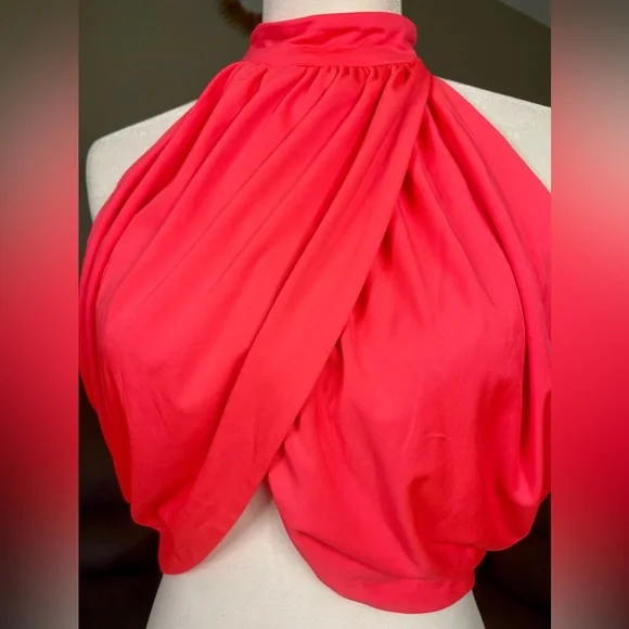 🔥SEXY🔥NWOT Neon Hot Pink Superdown Open Back Crop Top Sz M Medium - Picture 6 of 11